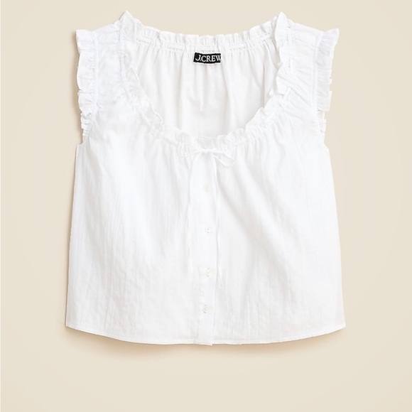 J.Crew White Ruffle Button-Down Top - Picture 1 of 1
